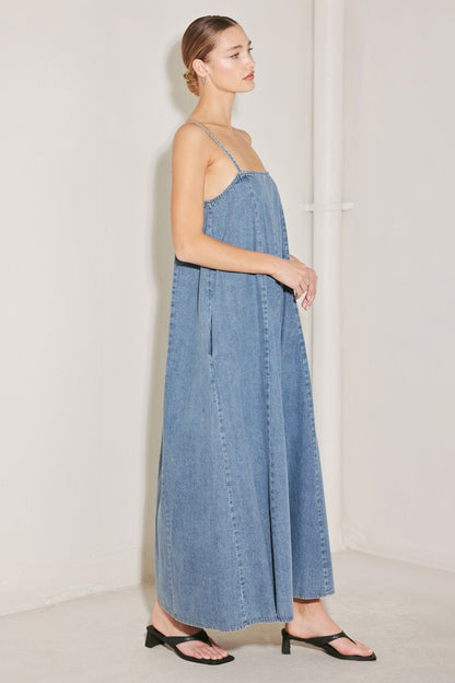 INDIGO WEEKEND THEORY DENIM MIDI DRESS