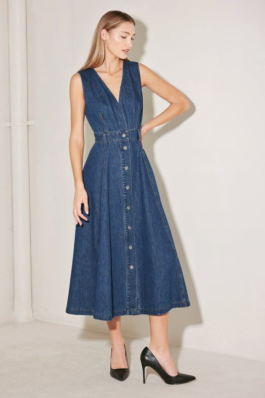 PARIS IN DENIM MIDI DRESS