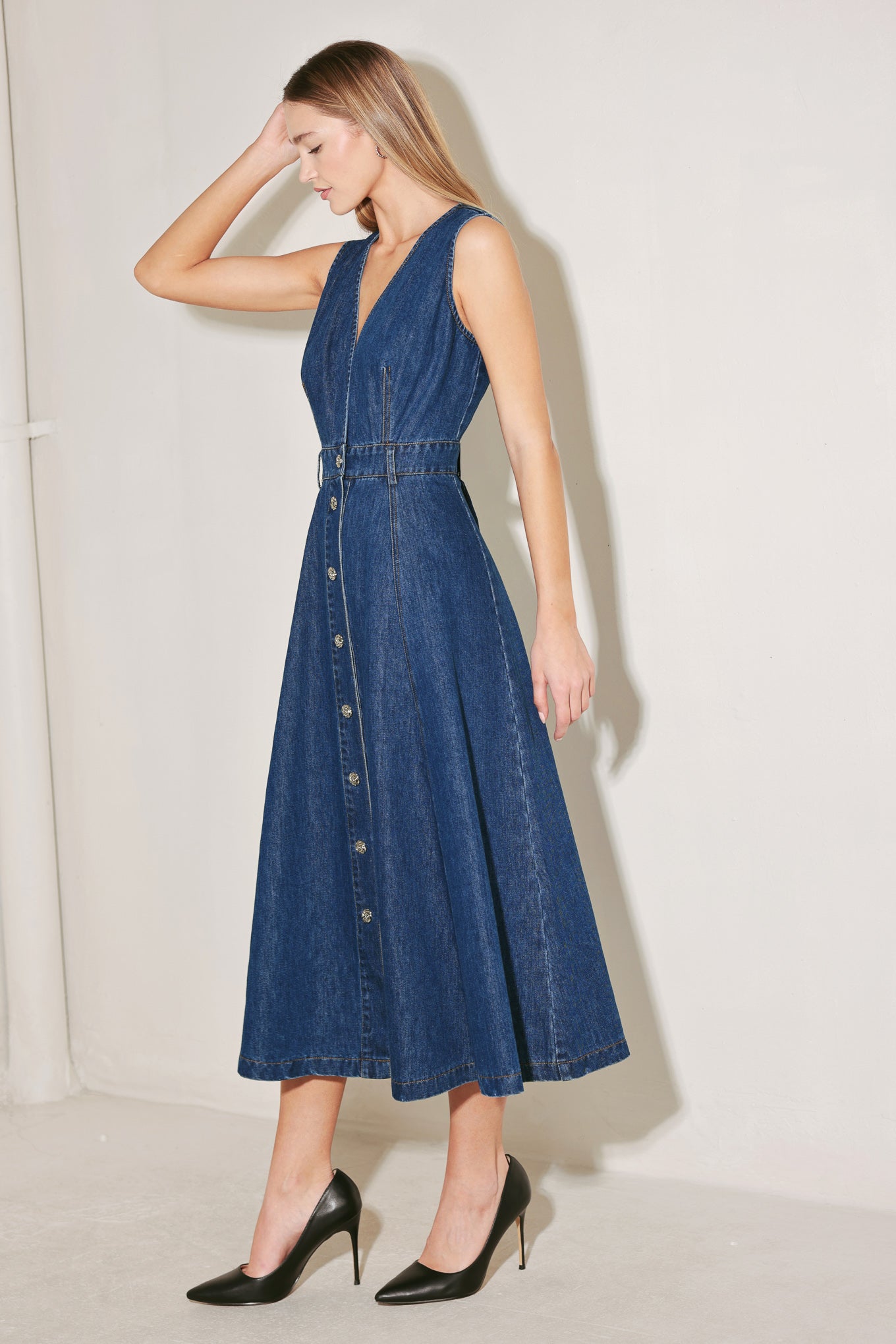 PARIS IN DENIM MIDI DRESS