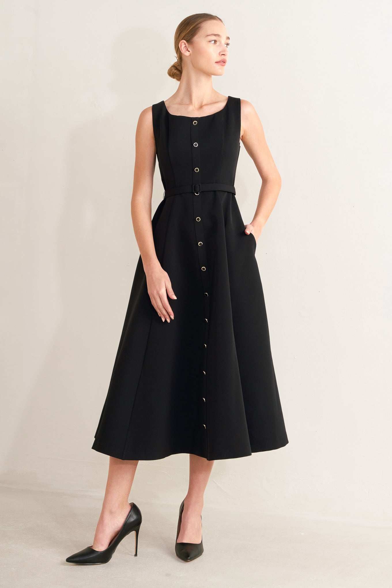 PARIS AFTER DARK WOVEN MIDI DRESS