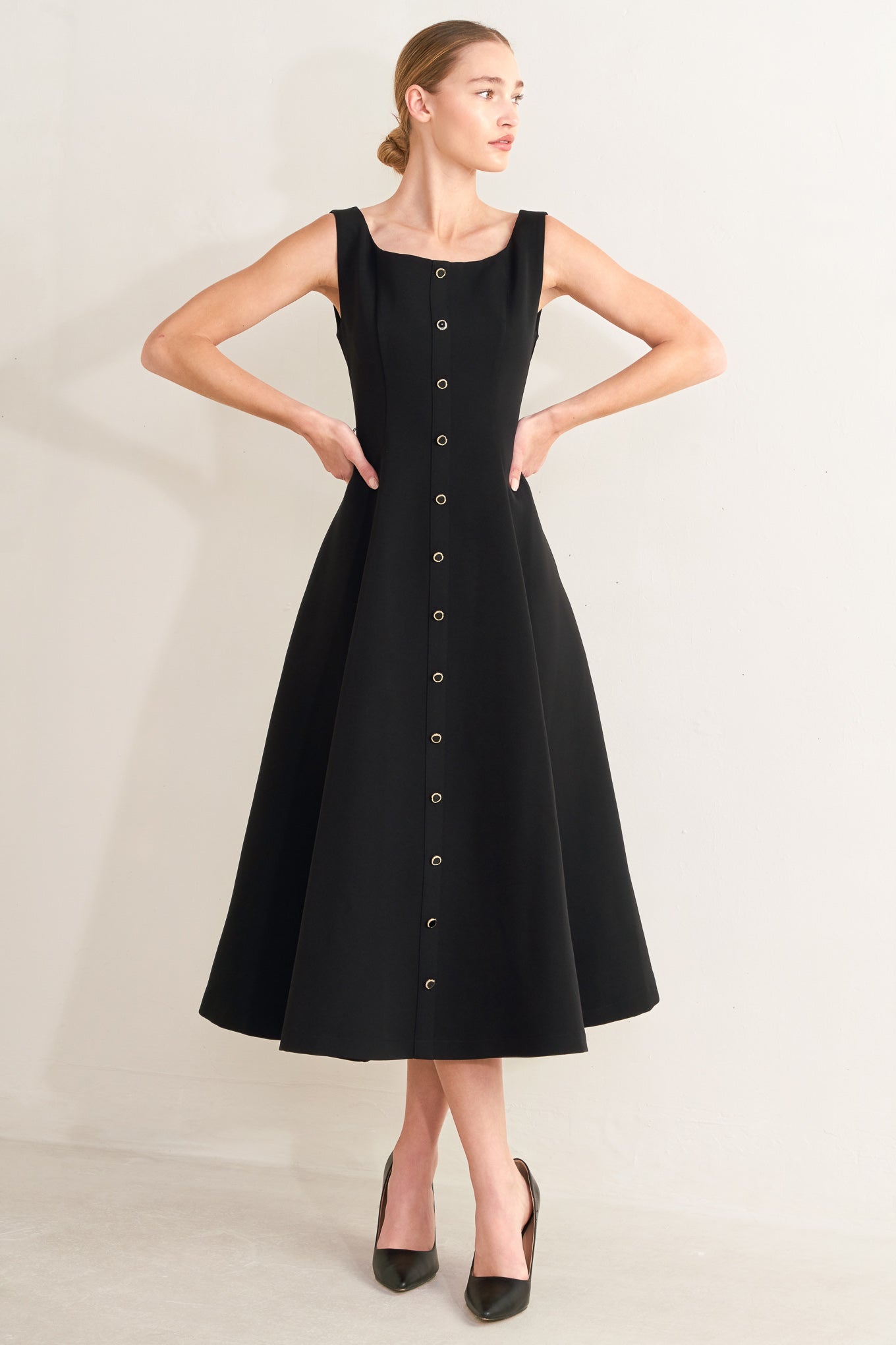 PARIS AFTER DARK WOVEN MIDI DRESS