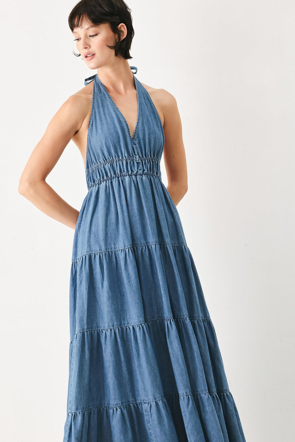 OCEAN SKY DENIM MAXI DRESS