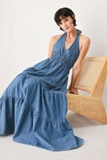 OCEAN SKY DENIM MAXI DRESS