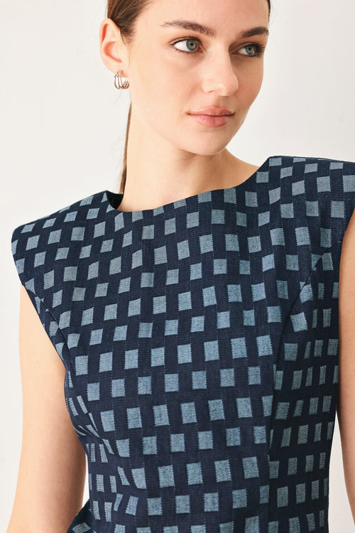 CHECK DENIM MINI DRESS
