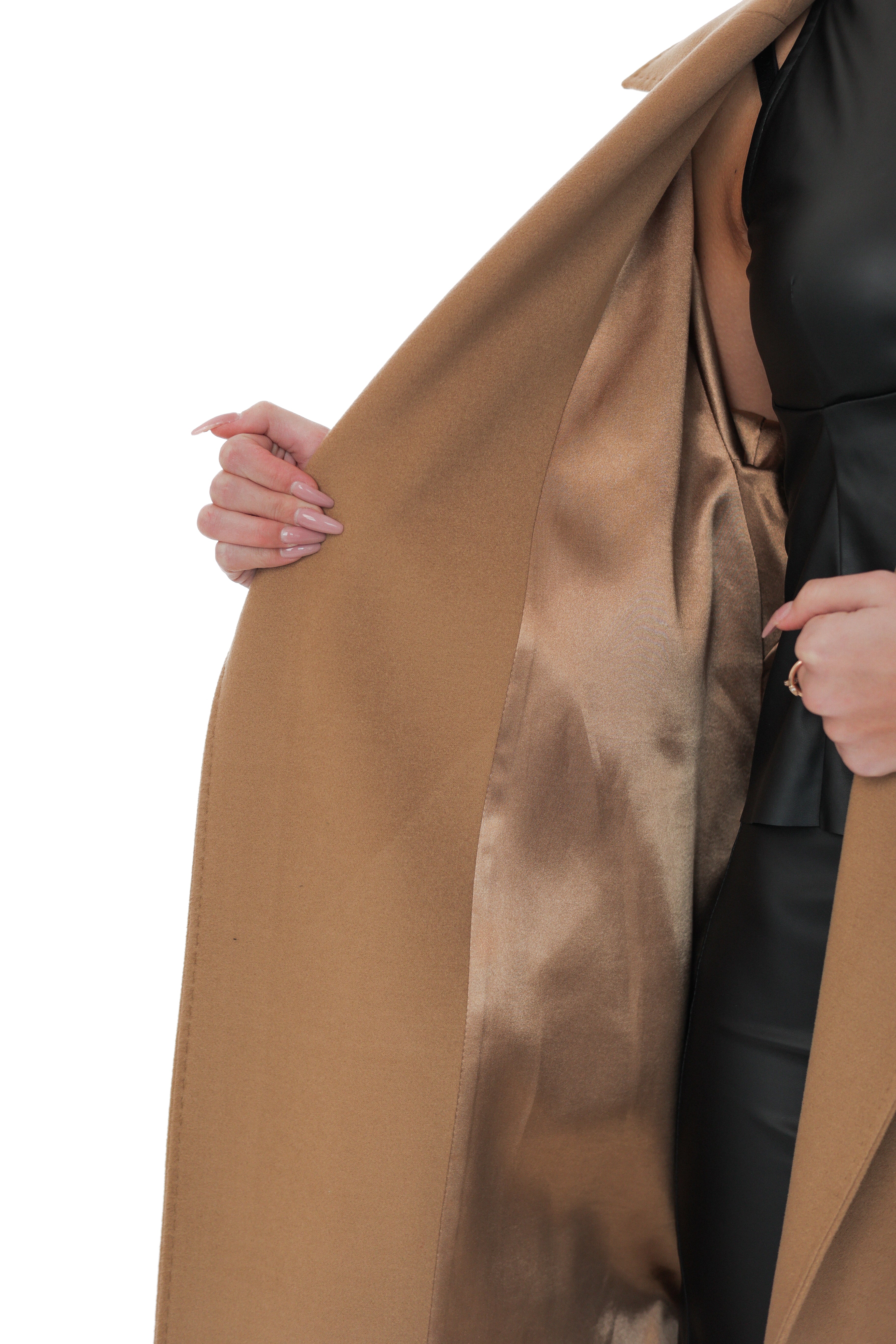 Cambridge Comfort Classic Wraparound Wool Blend Overcoat in Light Camel