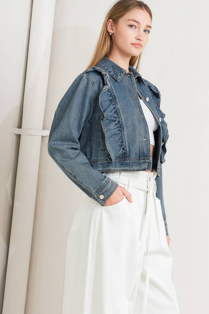 FRENCH FEMME DENIM CROP JACKET