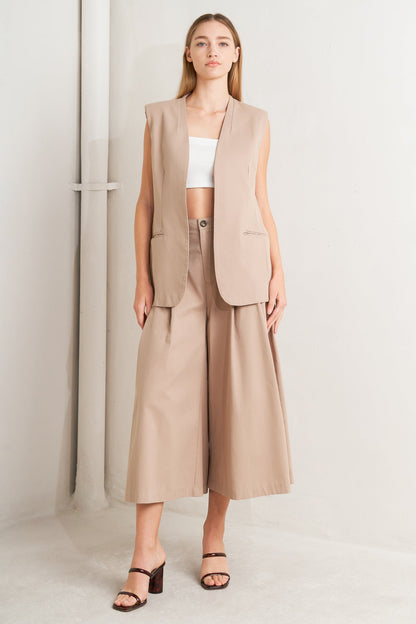 ELEGANT PLEAT WOVEN MIDI VEST