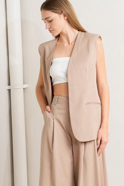 ELEGANT PLEAT WOVEN MIDI VEST