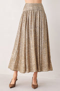 SERPENTINE TAUPE SNAKESKIN MIDI SKIRT