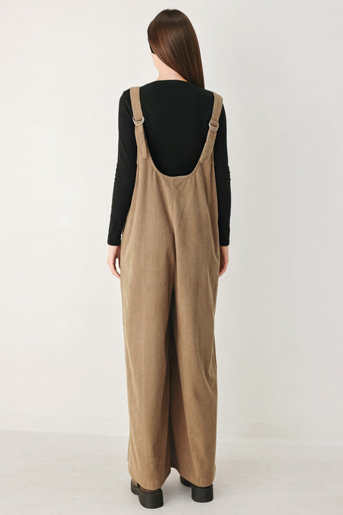 CARAMEL SLOUCHY CORDUROY JUMPSUIT