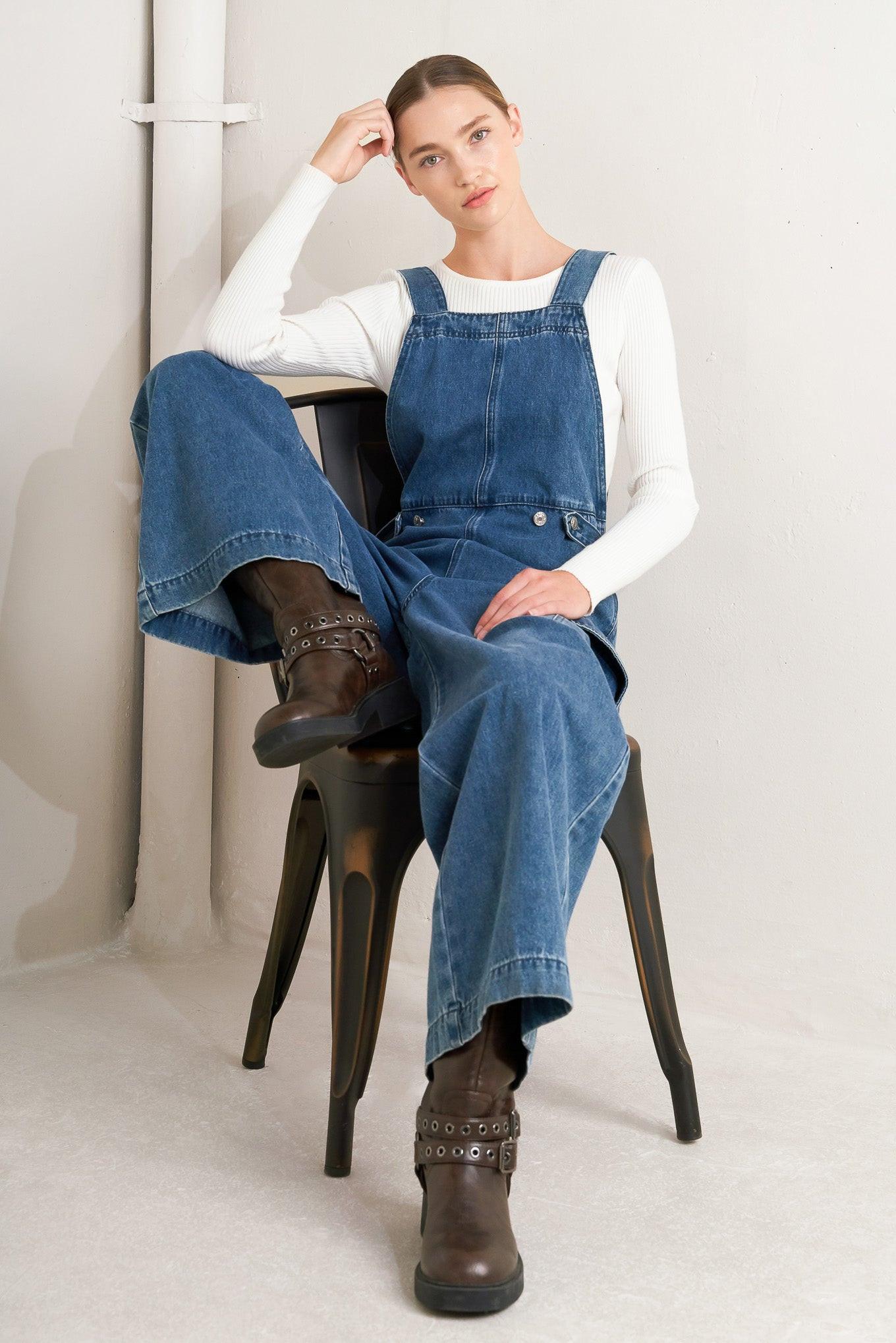 LET ME TALK DENIM CARGO OVERALL
