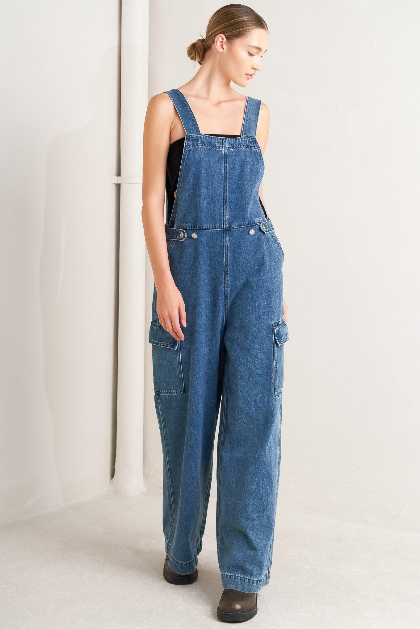 LET ME TALK DENIM CARGO OVERALL