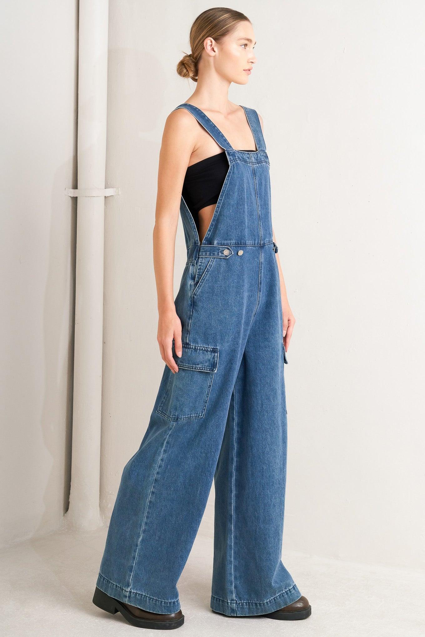 LET ME TALK DENIM CARGO OVERALL
