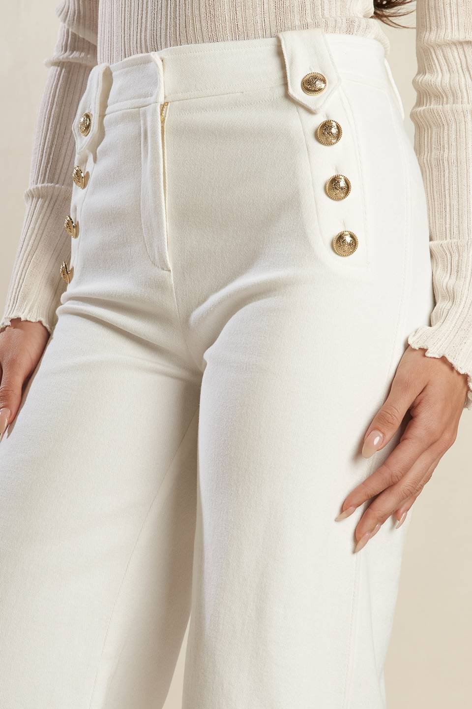 LILY PETAL WHITE WOVEN PANTS