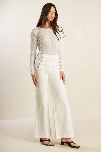 LILY PETAL WHITE WOVEN PANTS