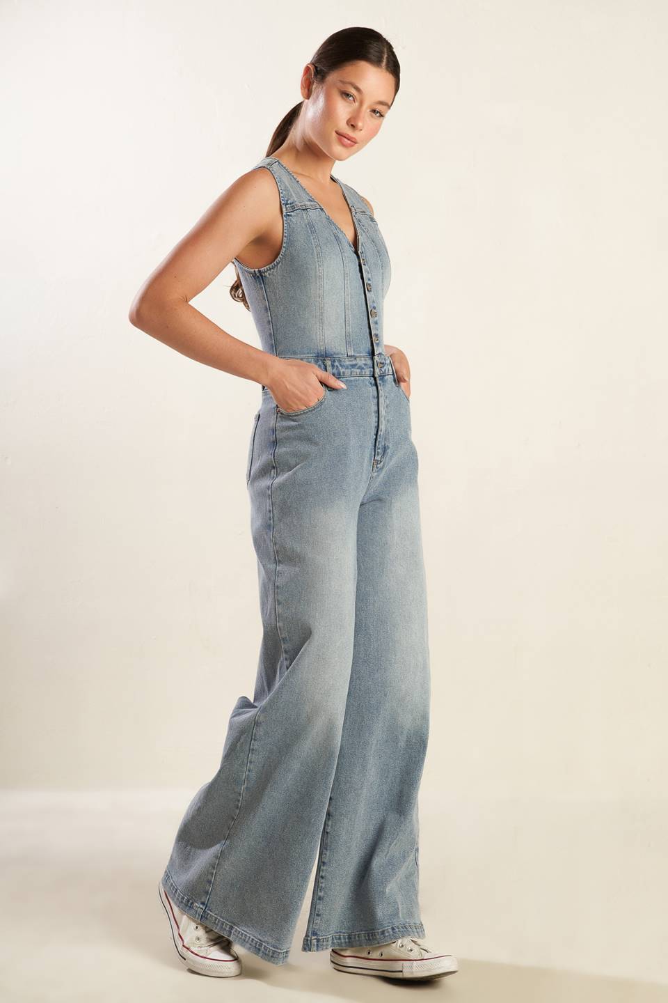 WALK WITH ME DENIM JUMPSUIT