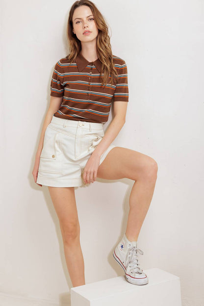 SIMPLY MINE CREAM WOVEN SHORT