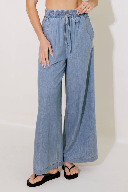 RIVERSIDE SIPS LIGHT INDIGO CHAMBRAY PANTS
