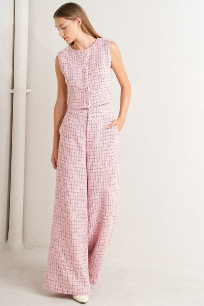 ROSÉ EDGE ENSEMBLE TWEED PANTS