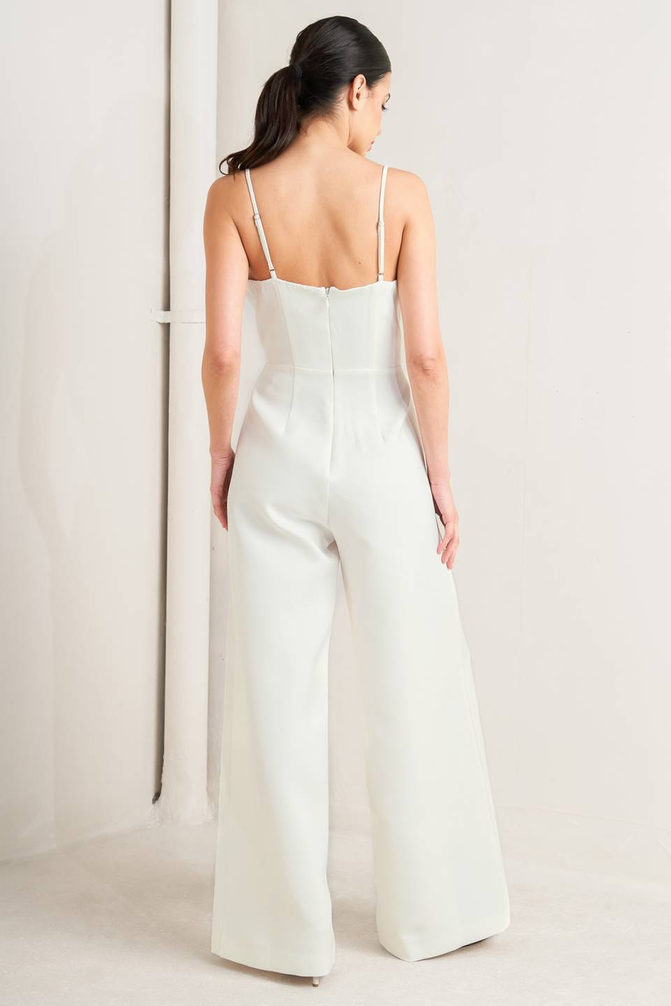 Off-White Wide Leg Jumpsuit | Sweetheart Neckline | Flying Tomato