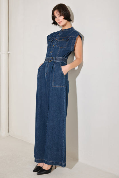 TRUE BLUE LOVE DENIM JUMPSUIT