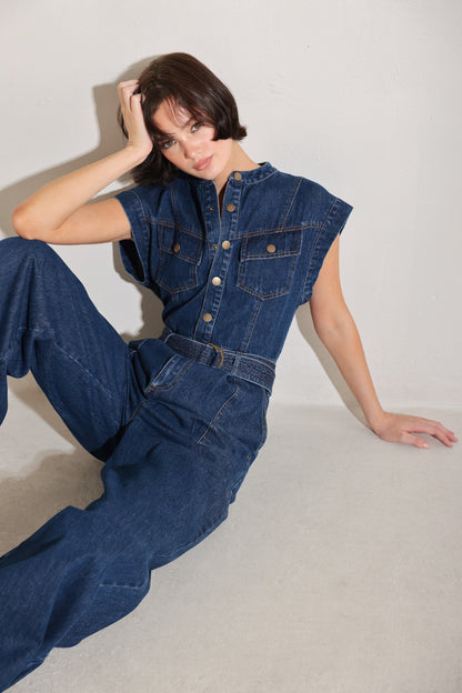 TRUE BLUE LOVE DENIM JUMPSUIT