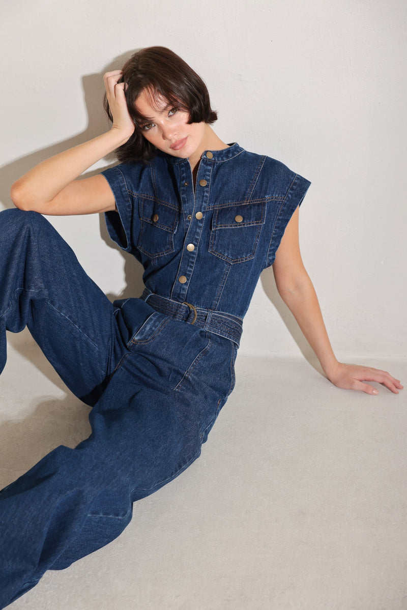 TRUE BLUE LOVE DENIM JUMPSUIT