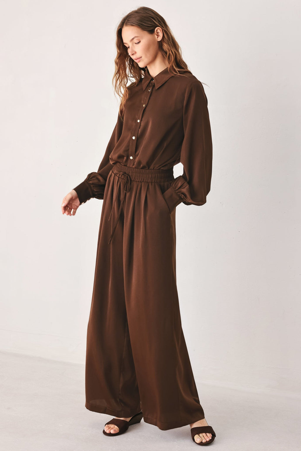 CANYON BROWN ELASTIC WAIST PANTS