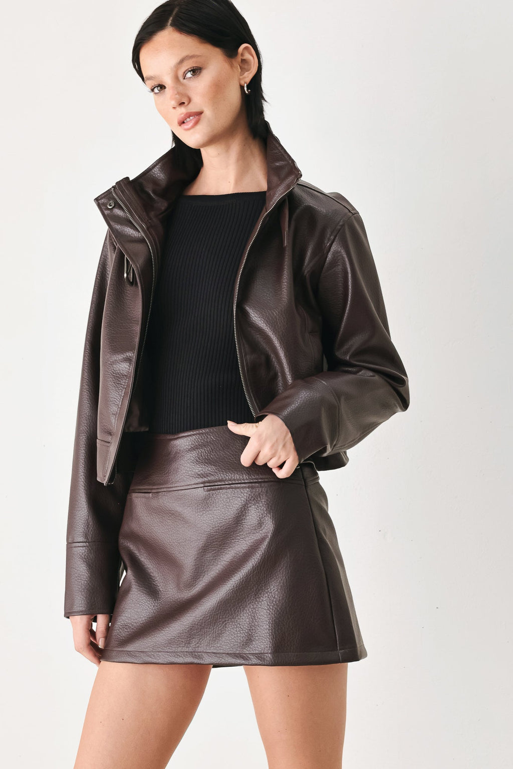 REBEL ROMANCE FAUX LEATHER SKORT