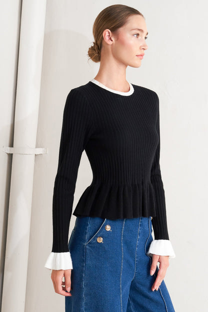 DELICATE EDGE SWEATER KNIT TOP