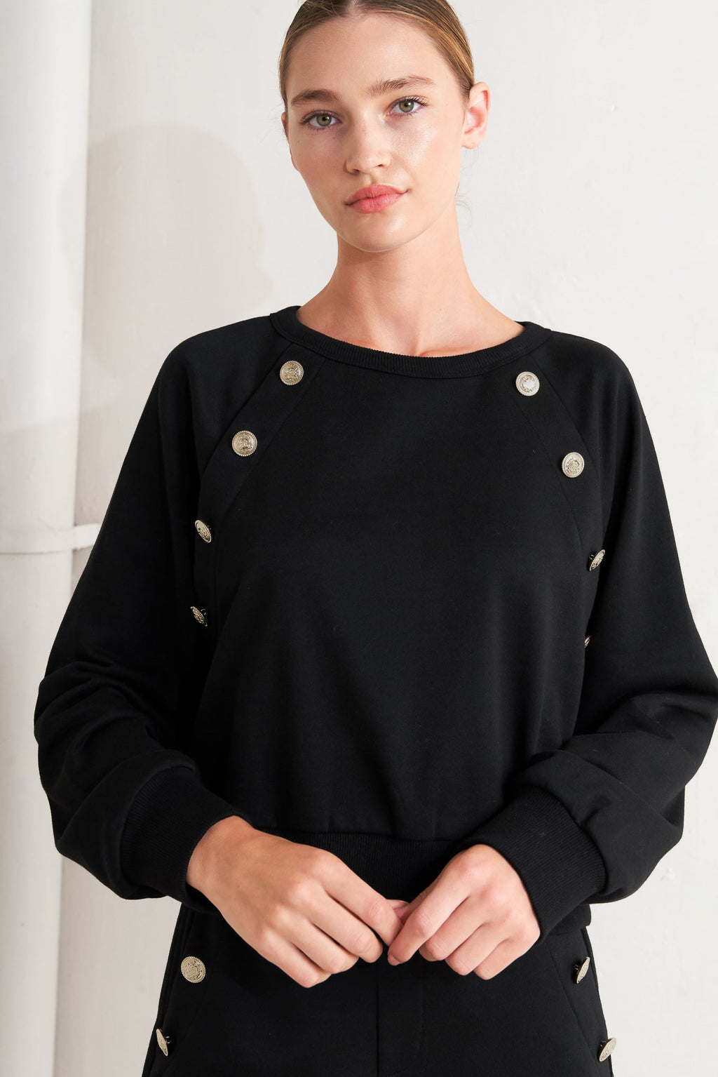 BLACK REGIMENT WOVEN TOP