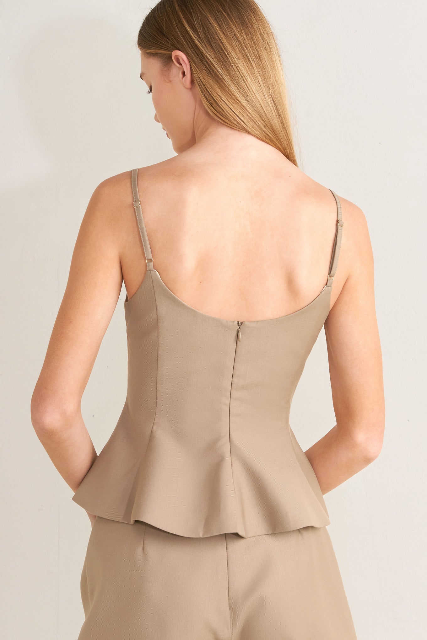MANHATTAN PEPLUM WOVEN CAMI TOP