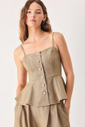 STONEWASH RELAXED WOVEN TOP
