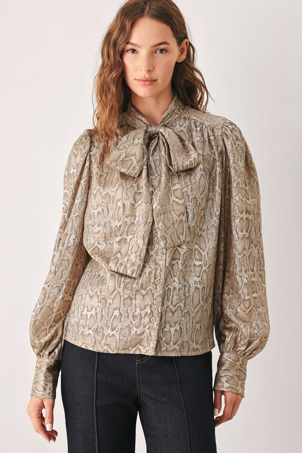 SERPENTINE TAUPE SNAKESKIN TOP