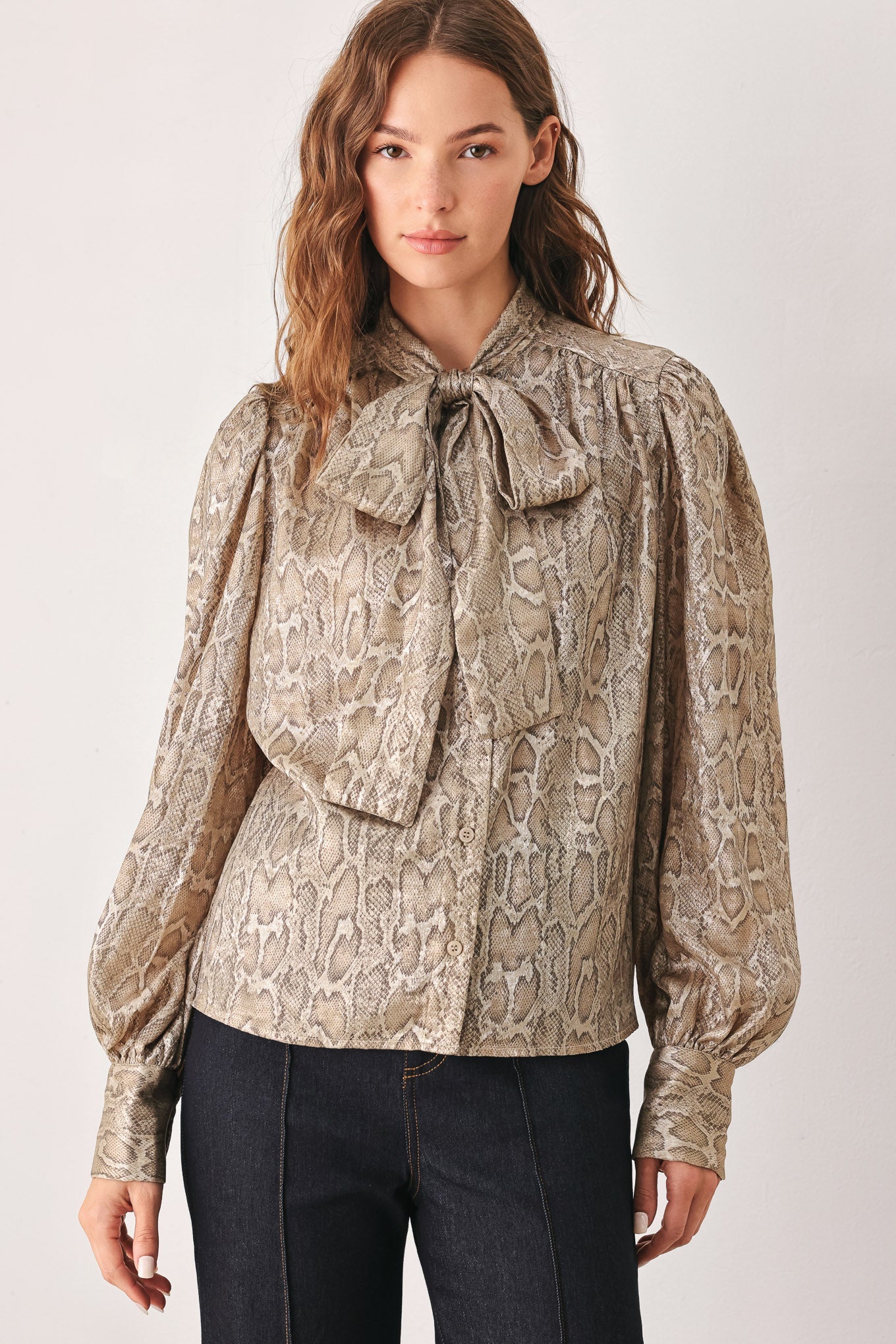 SERPENTINE TAUPE SNAKESKIN TOP