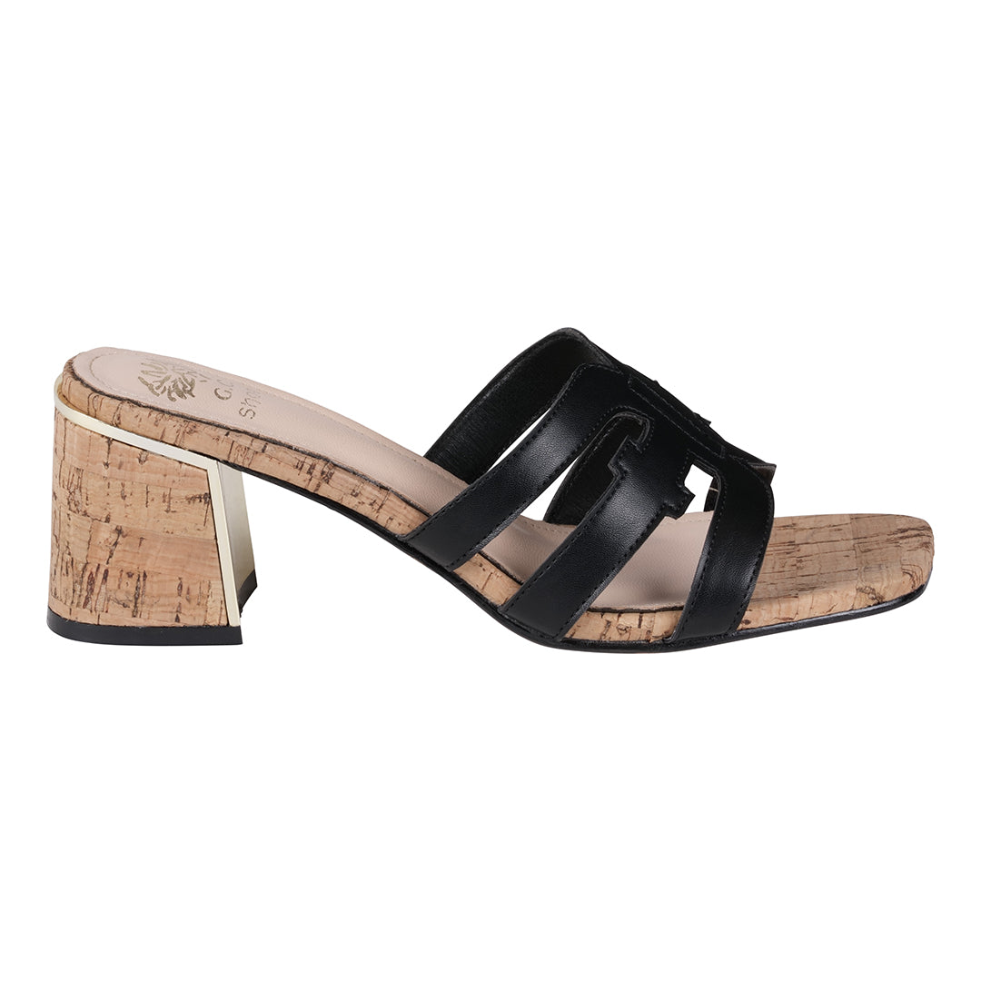 Black Cutout Heeled Sandals