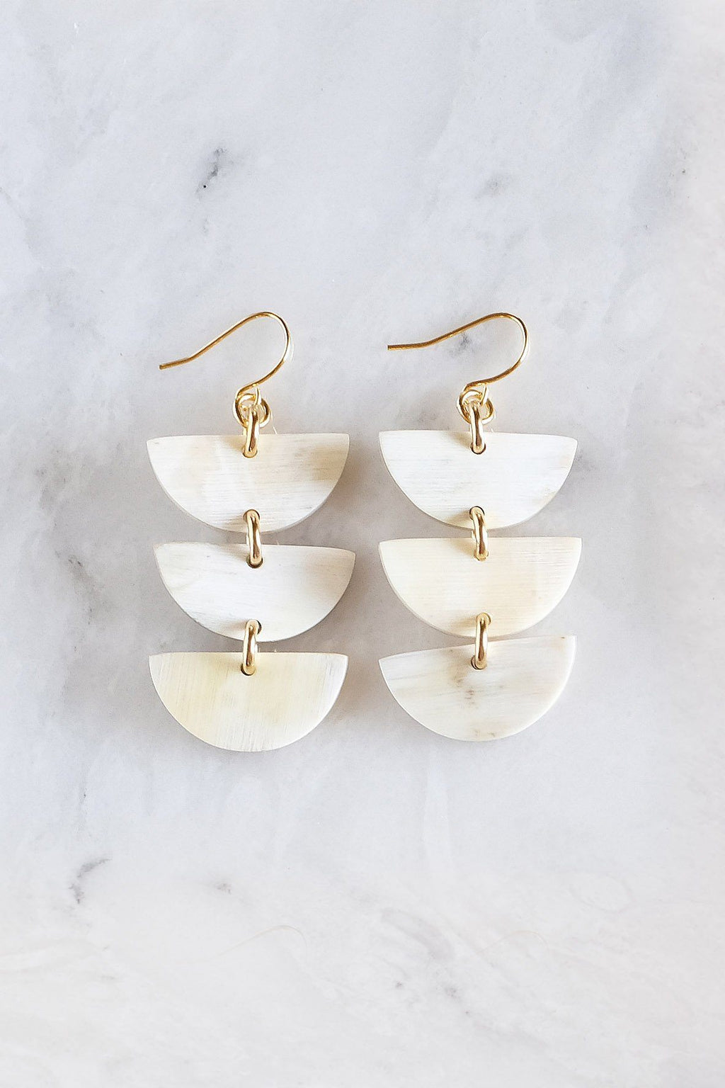 Hanoi Triple Crescent Buffalo Horn Earrings