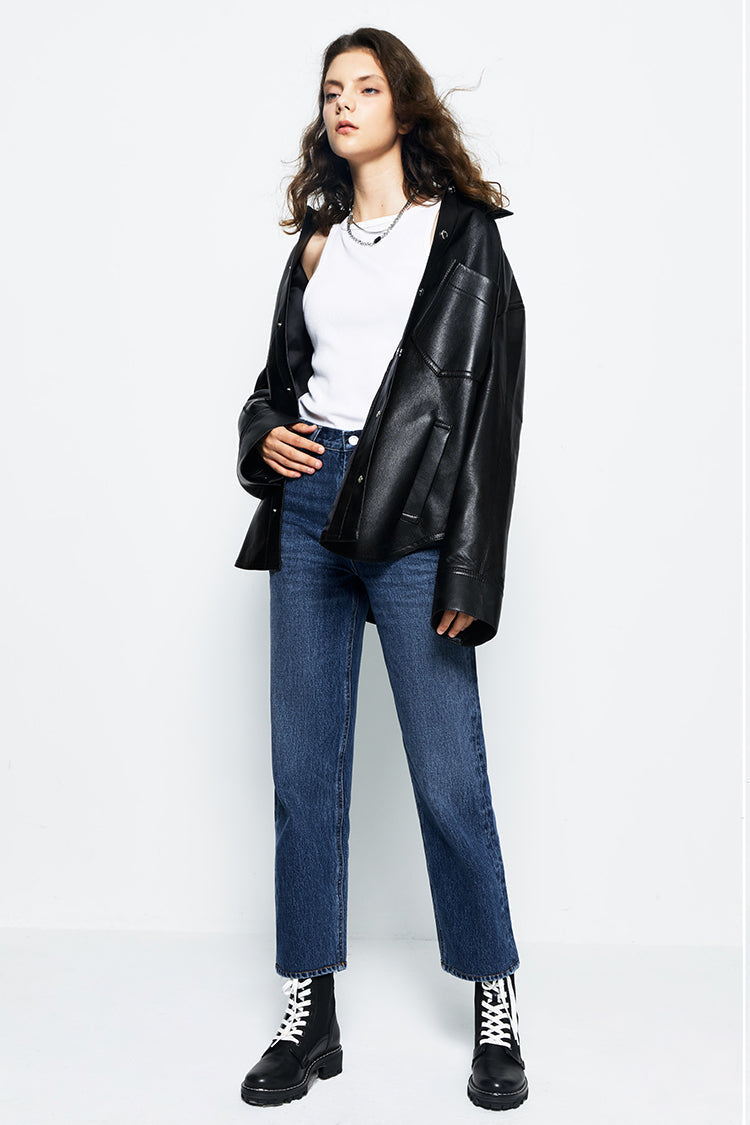 Manhattan High Rise Straight Ankle Jeans HJ160