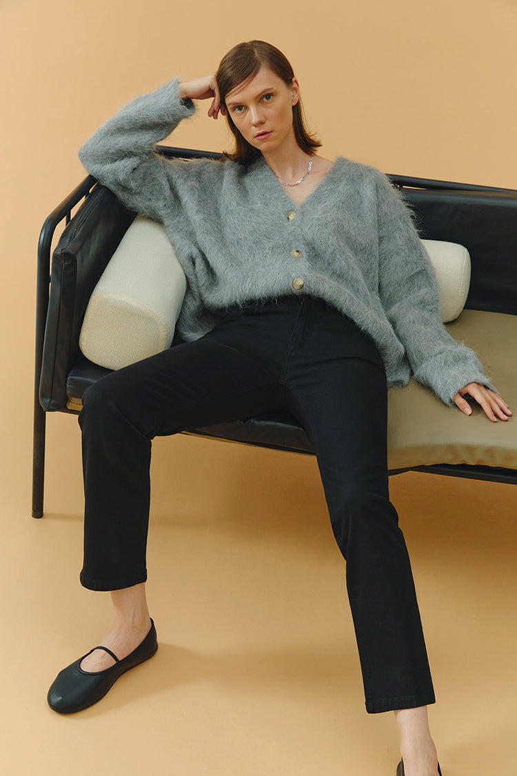 TWO SHOTS HIGH RISE STRAIGHT CROP JEANS