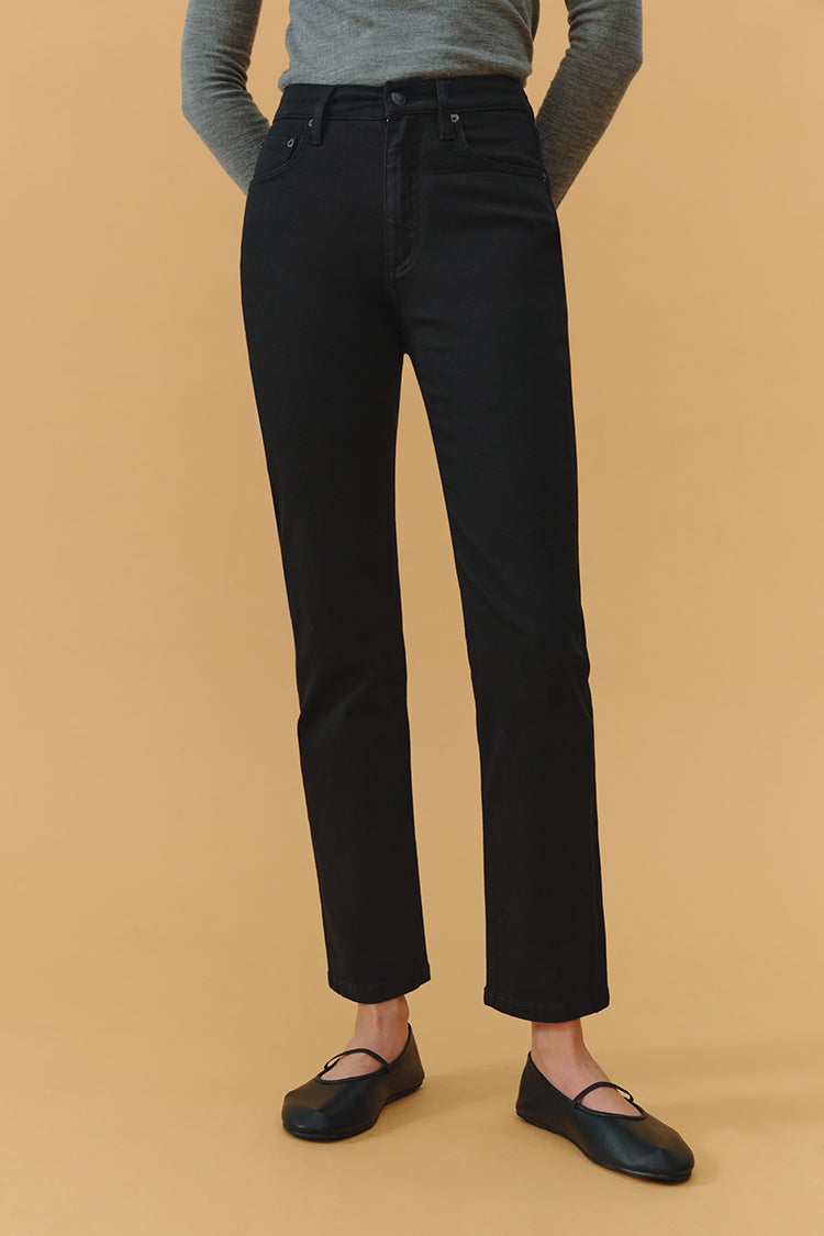 TWO SHOTS HIGH RISE STRAIGHT CROP JEANS