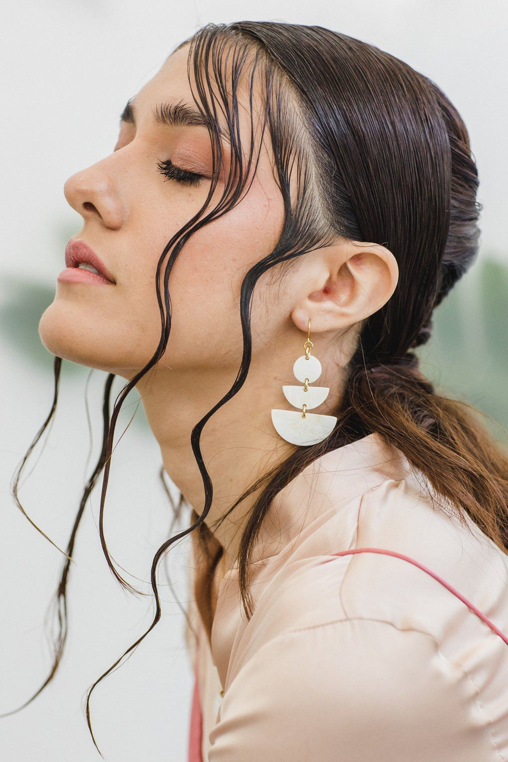 16K Gold-Plated Geometric Statement Buffalo Horn Earrings