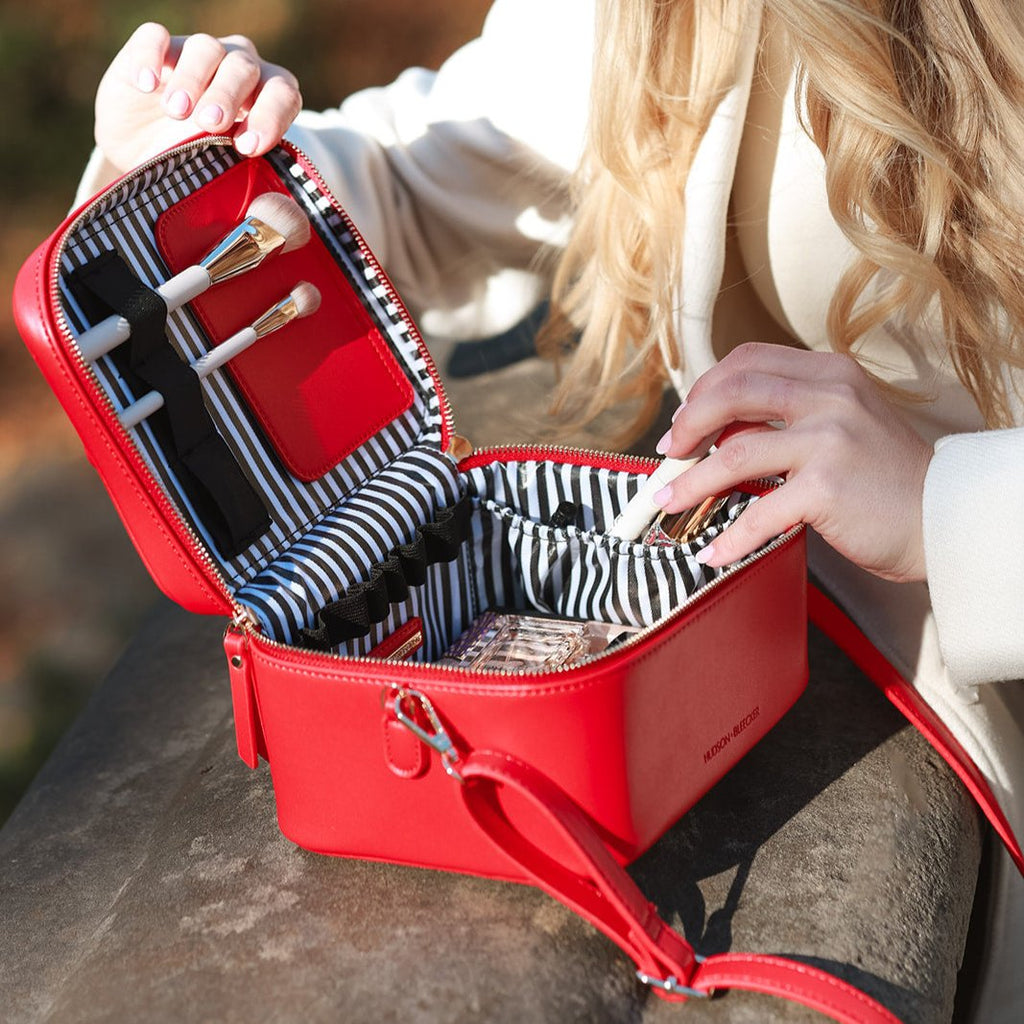 Jetsetter Train Case - Red - Luxury Travel Makeup Case