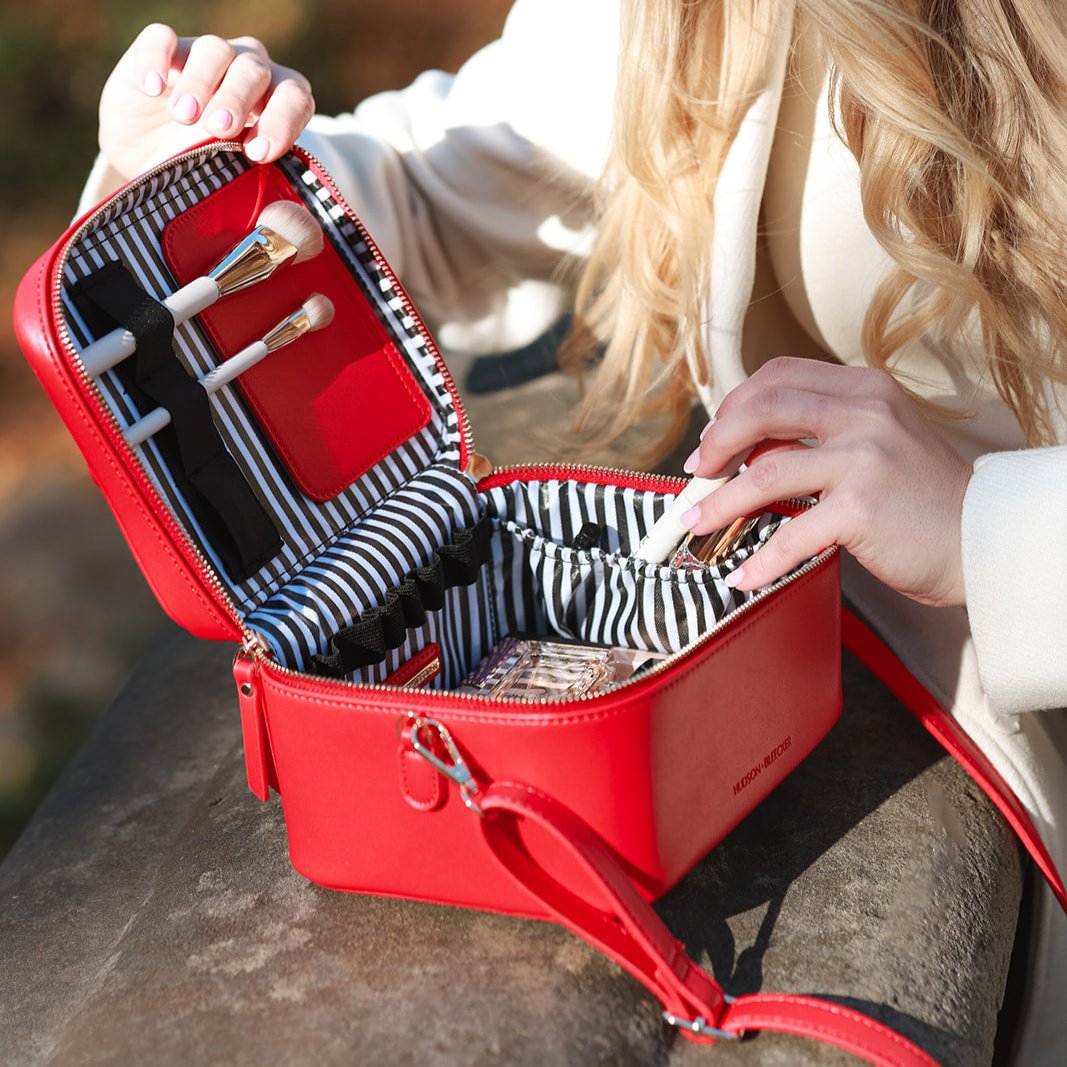 Jetsetter Train Case - Red - Luxury Travel Makeup Case