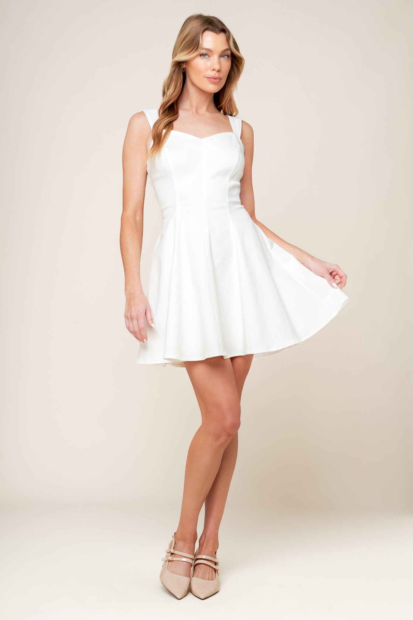 LAST YOUR CHANCE DENIM WOVEN MINI DRESS