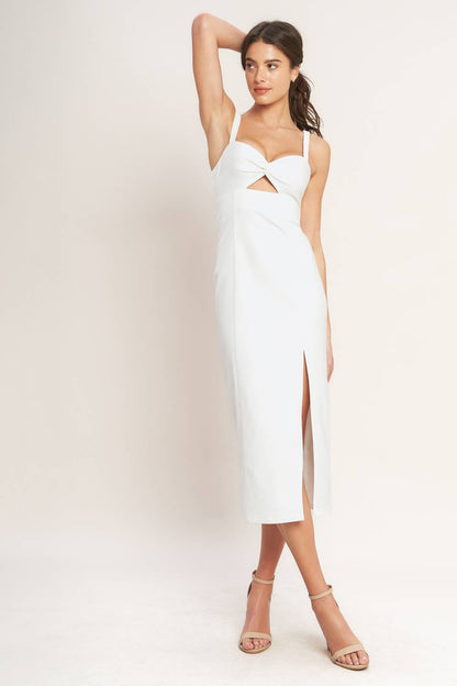 SILENT SHIN TWILL MIDI DRESS