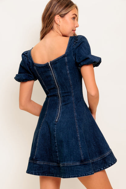 DARK MIDNIGHT DENIM MINI DRESS