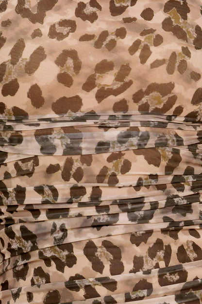 WILD INSTINCT LEOPARD POWER MESH MIDI DRESS