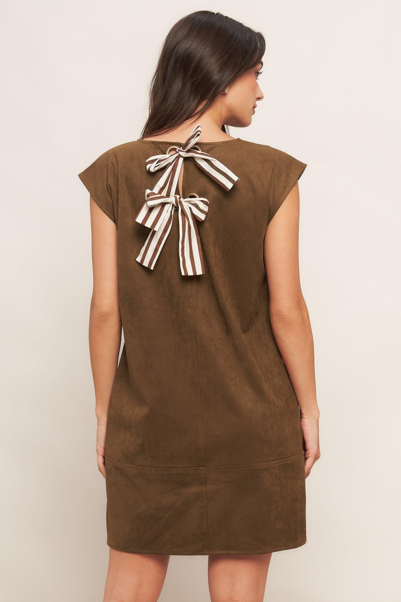 FAUX SUEDE SHIFT DRESS