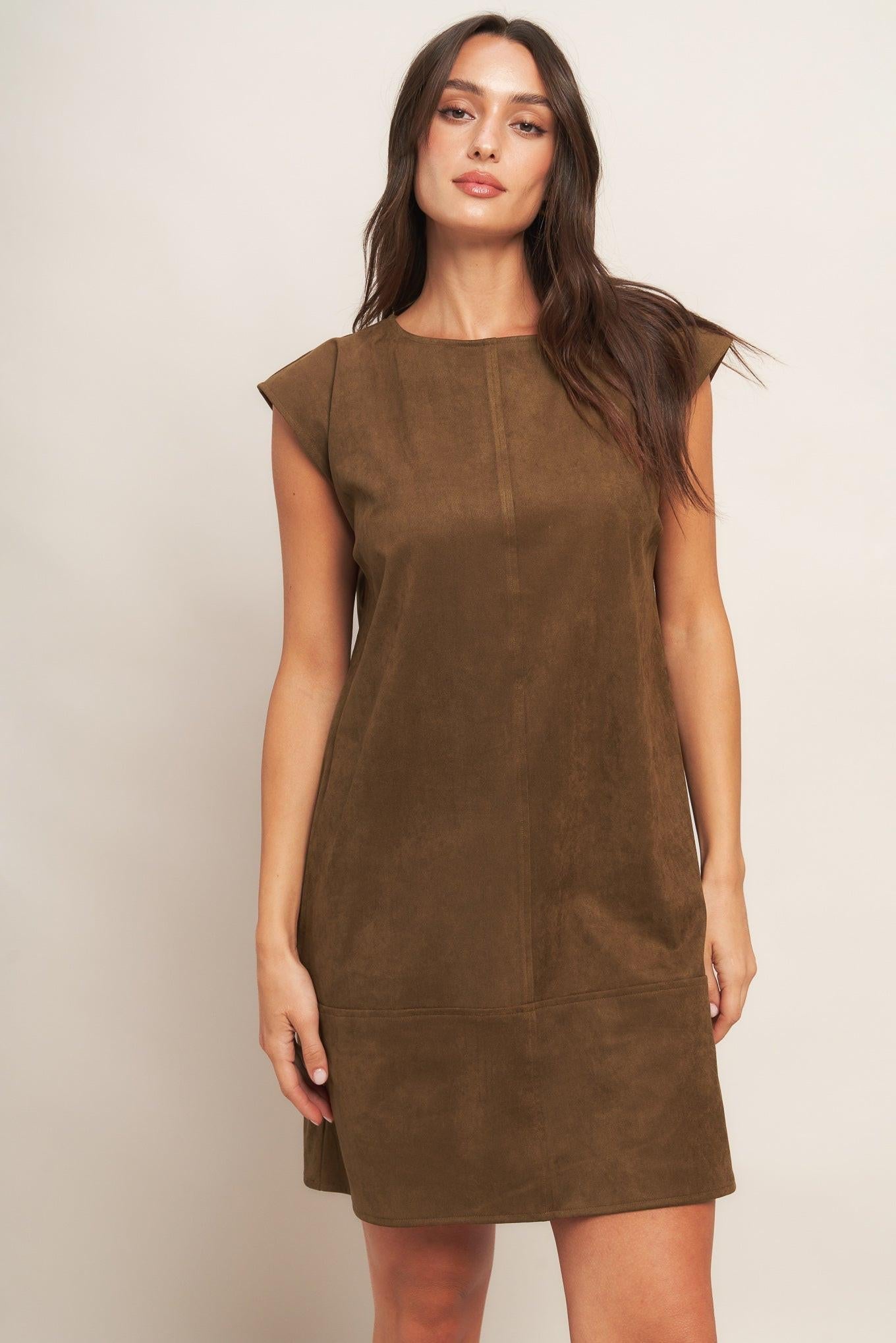 FAUX SUEDE SHIFT DRESS