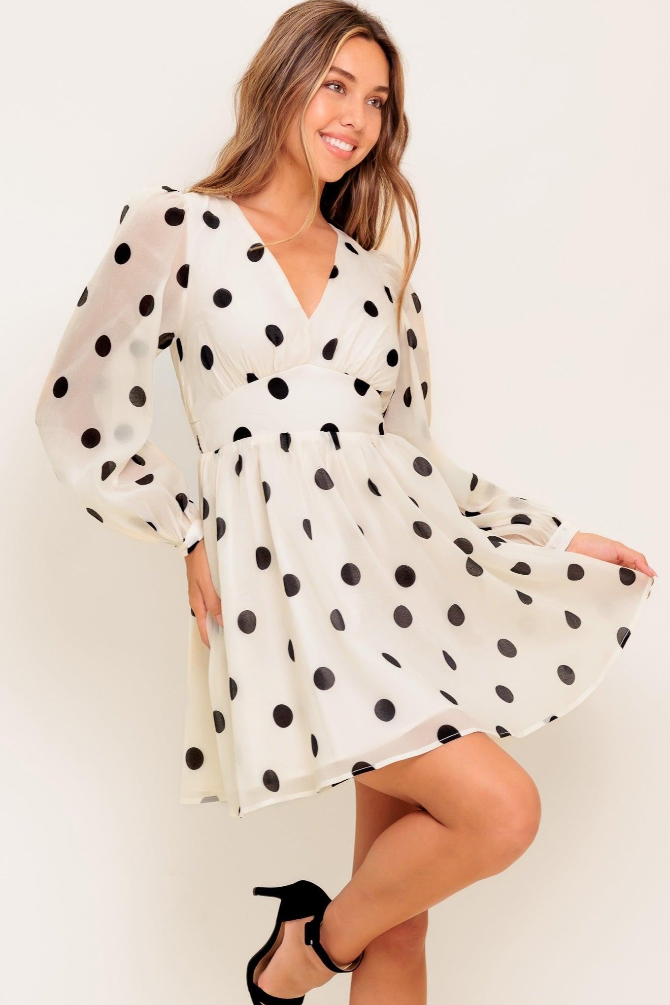MONROE DOT CHIFFON MINI DRESS